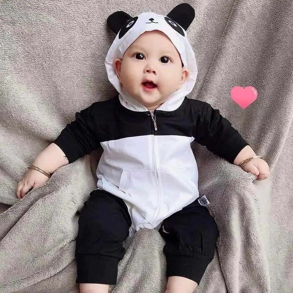 Bộ body hình thú Gấu Trúc dài tay đáng yêu cho bé từ 4-18kg chất cotton mềm mịn co dãn thấm hút mồ hôi rất tốt