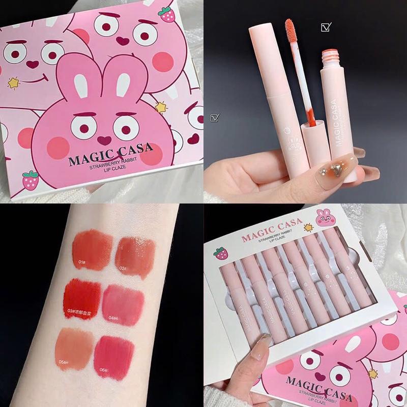 Set 6 Cây Son Kem Lì Magic Casa Thỏ Hồng Lâu Trôi 6