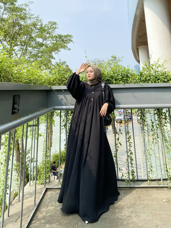 Gamis Abaya Jumbo Ld 130-140 Kualitas Butik Muslim Tangan Balon 0
