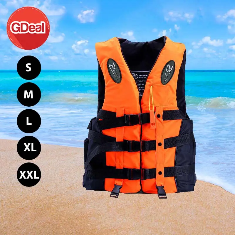 GDeal Professional Orange Safety Life Jacket Foam Float Vest For Adult Children Outdoor Water Ski Sports