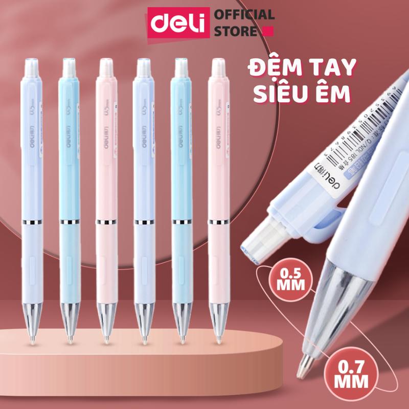 Combo Bút chì kim và Ngòi thay thế Deli ngòi 0.5-0.7mm ngòi đệm tay êm siêu cao cấp kèm đầu tẩy cải tiến tiện lợi cho học sinh văn phòng