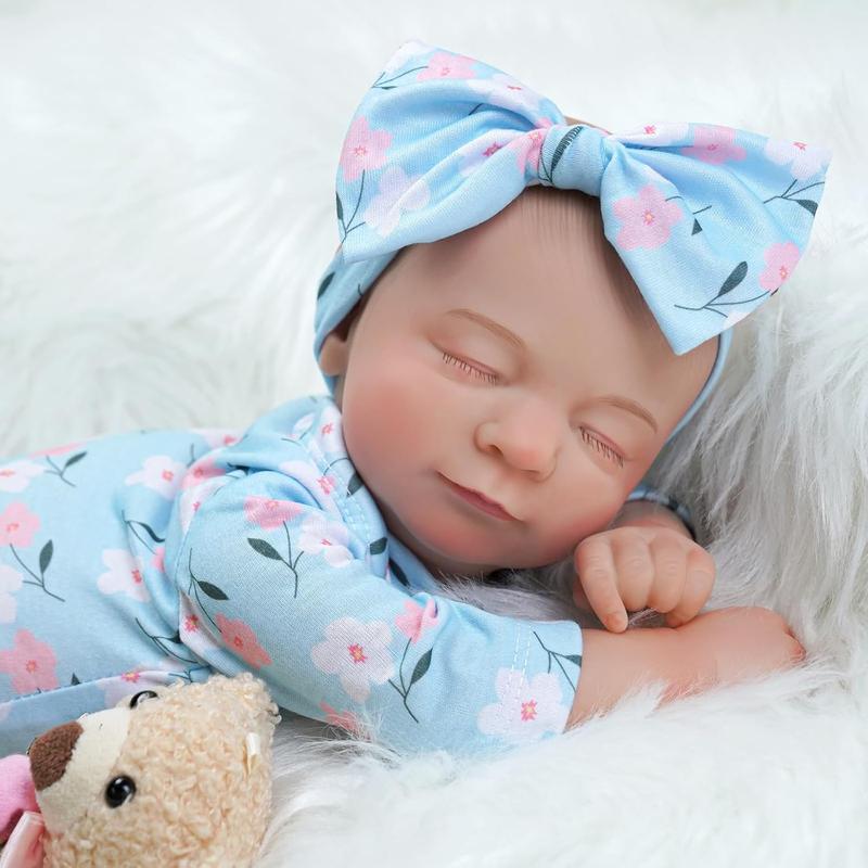 Lovely Reborn Doll with Clothes & Accessory, 1 Set 17 Inch Soft Body Realistic Doll, Creative Doll Toy for Birthday Festival Gifts 4