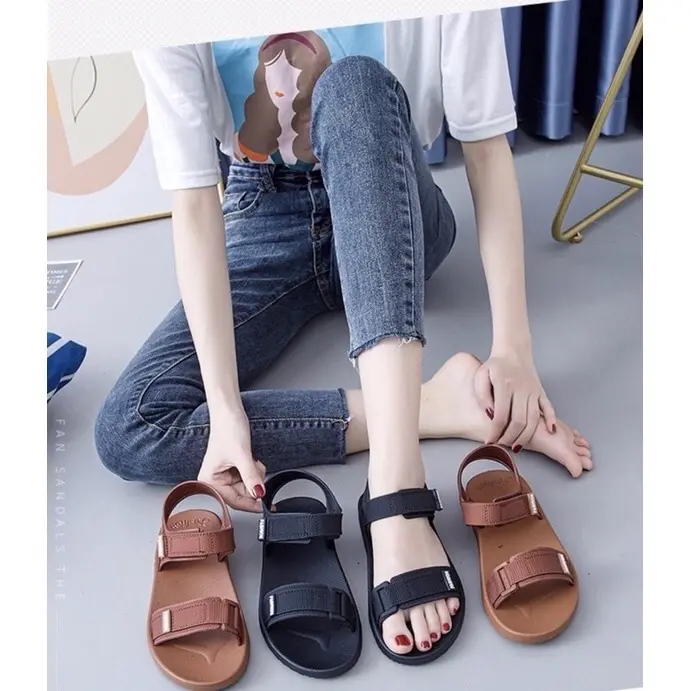 002 Giày sandal nhựa quai ngang chất liệu cao su, đi biển, đi mưa siêu bền chống trơn trượt. Shoes (tăng size) DéP Nhung 1