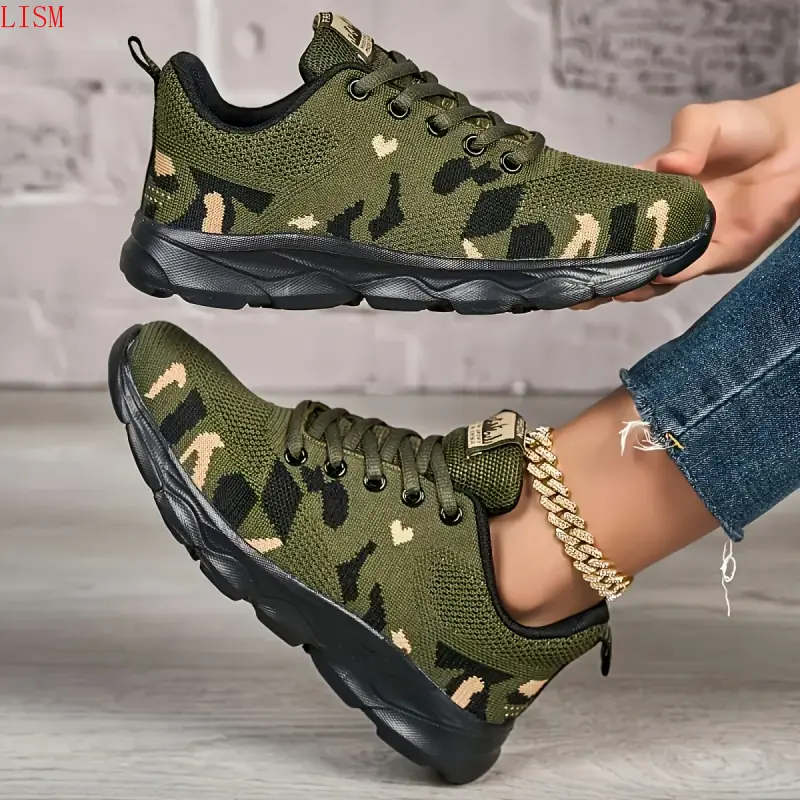 Brand LISM [Camouflage Sneakers] Camouflage Women's Fashion Sneakers |   Low-Top Lace-Up Casual Sports Shoes with MD Sole, Fabric Upper & Insole, All-Season Comfort for Casual Attire, Outdoor Activities, Durable Constructi 3
