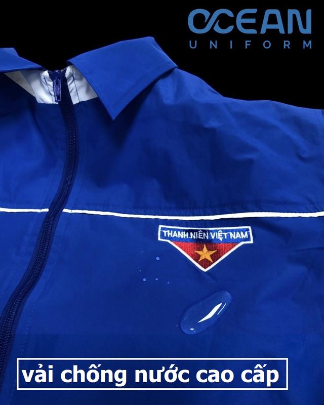 Áo Khoác Đoàn Chống Nước Thanh Niên Cao Cấp Form Chung Nam Nữ - Vải gió tráng chống nước,2 Lớp Logo Thêu Cao Cấp, Màu xanh đậm