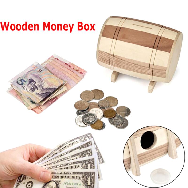 Product Introduction of [MMG]1pc Wooden Money Box Piggy Bank Money Box Savings Wine Barrel Wood Piggy Bank 15