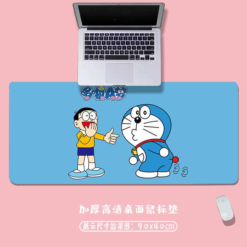 Tấm Lót Chuột Ngoại Cỡ, Thiết Kế Hoạt Hình Doraemon Và Người Đàn Ông Béo Màu Xanh Pokonyan Dễ Thương Cho Bé Gái, Màu Xanh Da Trời, Chống Vết Bẩn, Thích Hợp Cho Máy Tính, Có Khóa, Tấm Lót Bàn Bên 8