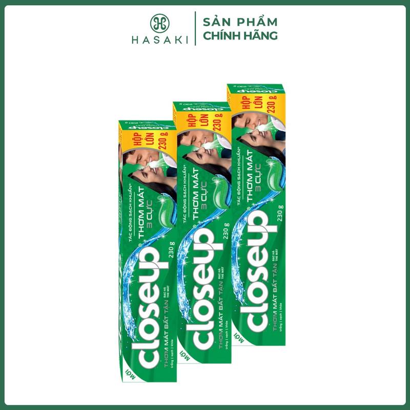 Combo 3 Kem Đánh Răng Closeup Thơm Mát Bất Tận Bạc Hà The Mát 230g | HASAKI BEAUTY