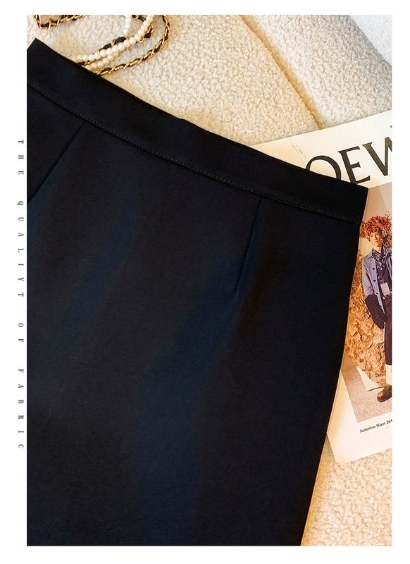 Product Introduction of AMMIN Korean style zipper high waist fashion pleated chiffon skirt Women 2024 Spring Fall retro solid color commuter A-line anti-slip hip wrap one-step dress 17