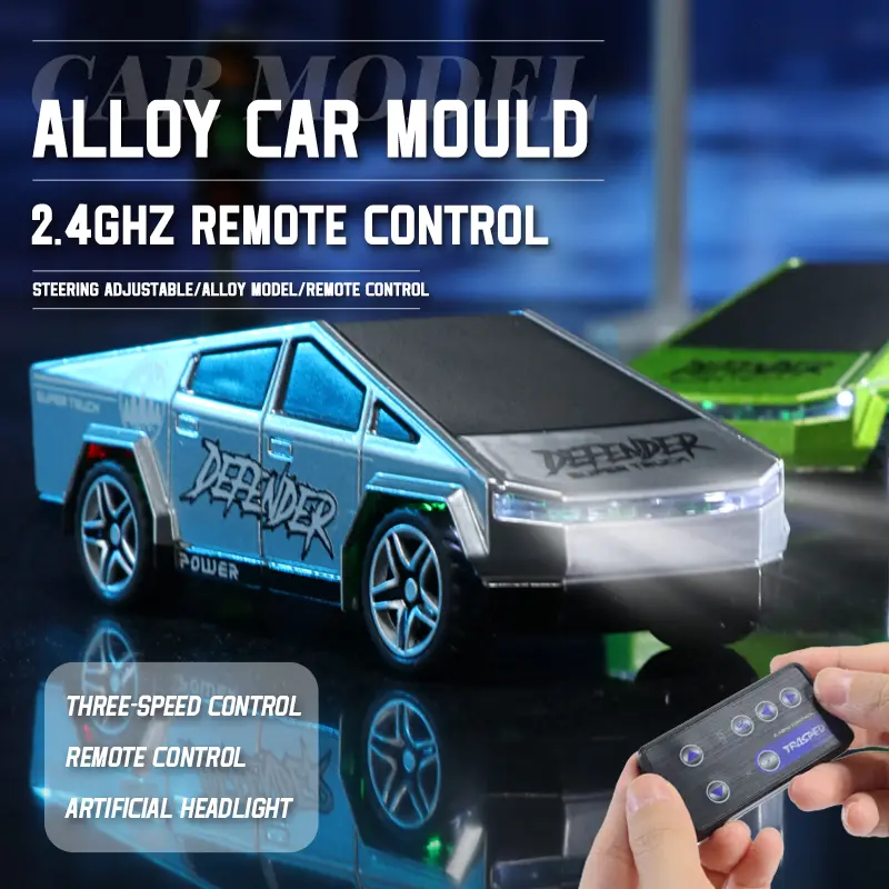 Hotfree 1/64 Mini RC Cybertruck, Alloy Drift Car with Trailer, USB Rechargeable 2.4GHz Remote Control Vehicle, Indoor Outdoor Racing, Desktop Entertainment, Fun Birthday & Christmas Gift for Boys, Kids & Fathers Cozyvibes 1