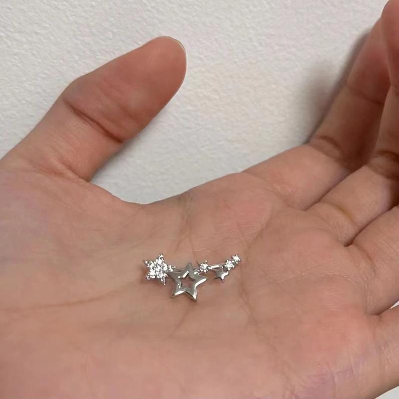Hoa Tai Zircon Ngôi Sao Họa Tiết Dễ Phối Đồ Thanh Lịch Và Tối Giản, Dành Cho Phụ Nữ, Thiết Kế Độc Đáo Cảm Giác Cao Cấp, Xu Hướng Mới, 2025 1