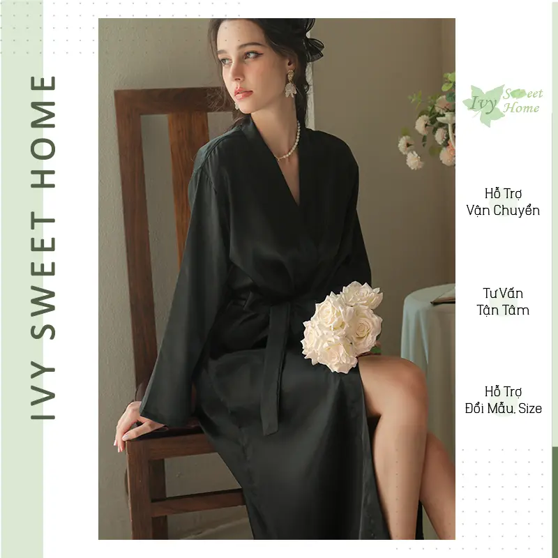 Áo trang điểm cô dâu dáng dài Kimono thêu chữ chụp phóng sự cưới lụa phi ° IVY210 Nữ Women 3