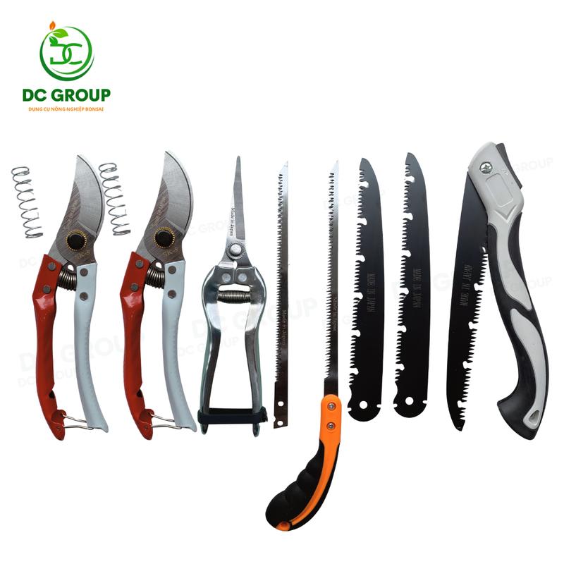Combo 8 món Dụng cụ làm vườn Kéo cắt cành SK5 ĐỎ TRẮNG Tỉa Thép trắng Cưa gấp và Cưa lách - Dụng Cụ Nông Nghiệp DC Group