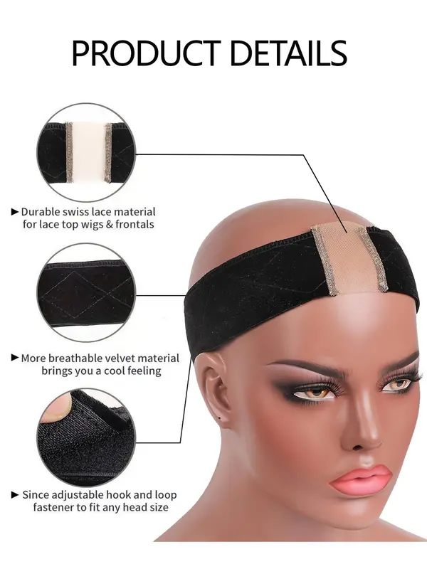 Non-slip Wig Band for Women Lace Wig, Adjustable Hair Wigs Accessories, Hair Salon Tools & Accessories for Women 2