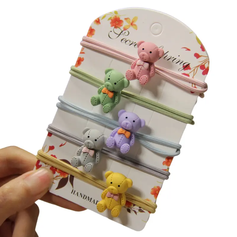 Elastic Band Rope Elastic Band Hair Band Cartoon Bear Ponytail Clip Female Girl Headband Accessories 1PCs