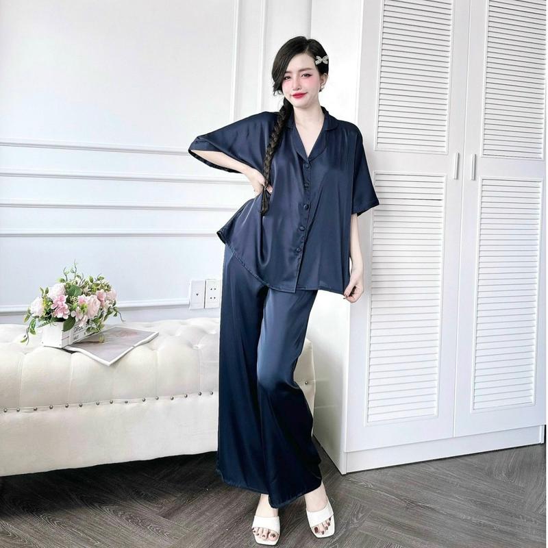 Set bộ Pjzama (FORM RỘNG Dáng THÙNG THÌNH 70kg) lụalatin áo cánh dơi quần dài óng rộng có túi (Freesize 70kg) Nữ