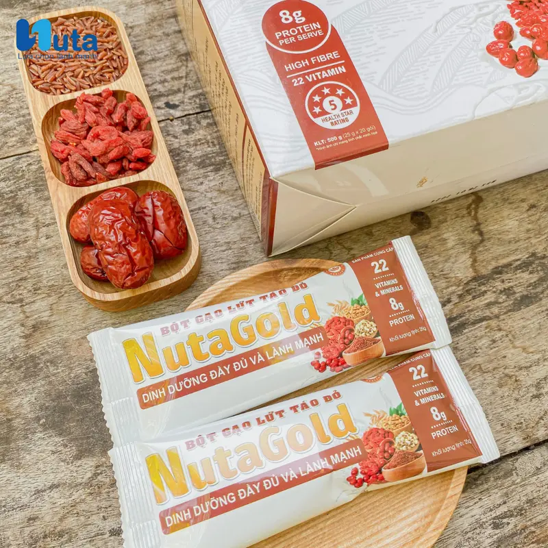 Bột gạo lứt táo đỏ hạt sen Nutagold 500G Food 3