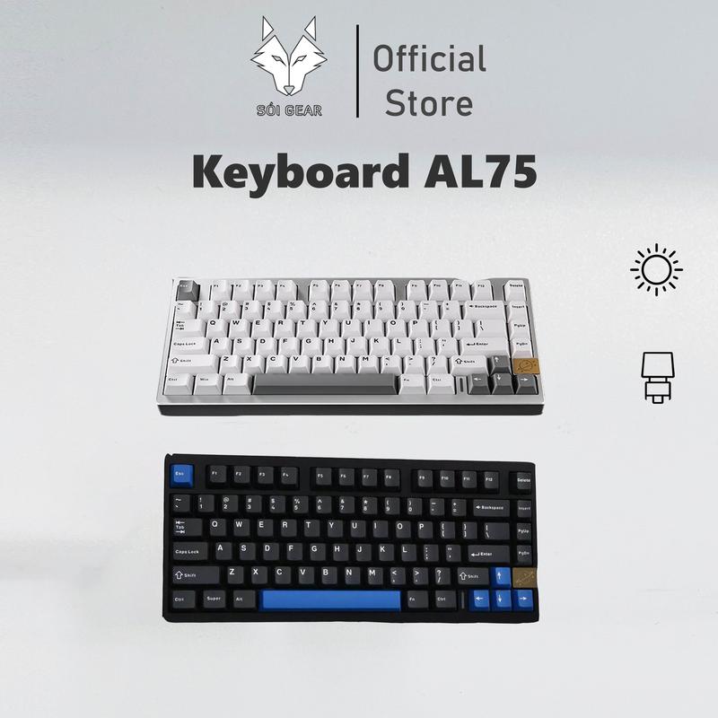 Bàn phím cơ Keyboard AL75 | Case nhôm CNC | Led RGB | Mạch xuôi | Hotswap | Gasket Mount