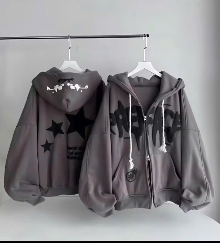 Áo Khoác Hoodie Nam Nữ FREFACE Ngôi Sao In Nổi Siêu Xinh HOT Trend Jacket Menswear Mạnh Mẽ 2