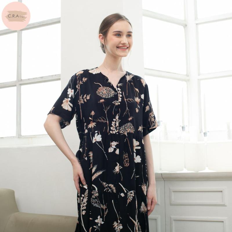 CRA OUTFIT - Maxi Dress Carly Series - CR1 Baju Bumil Kancing Panjang Casual Nyaman 2
