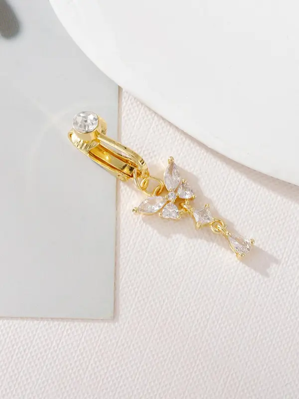 Unisex Butterfly & Artificial Zircon Decor Belly Ring, Fashion Nose Clip, Punk Jewelry For Daily Vacation Party 4