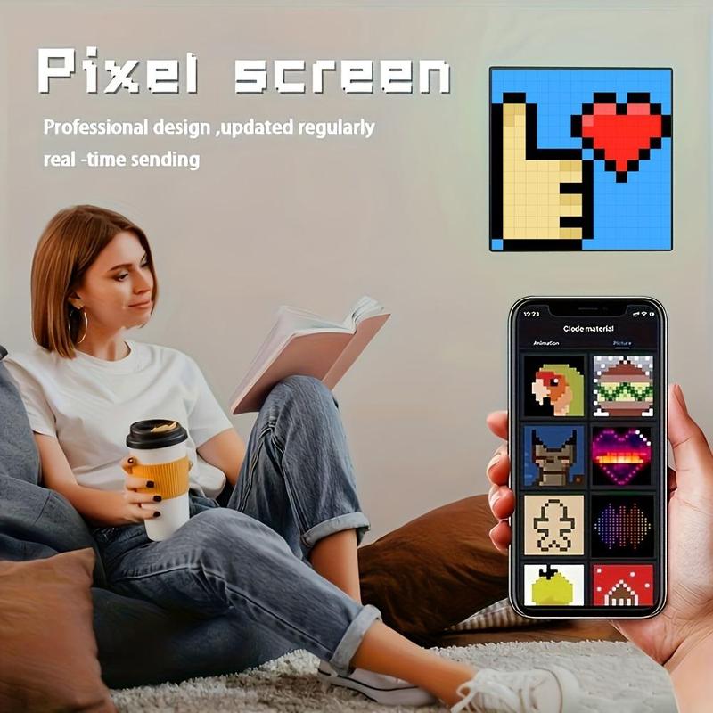 LED Pixel-Display, 1 Count Desktop Programmable LED Screen, Customizable DIY Text Pattern LED Pixel-Display, LED Pixel-Display for Home Game Room Decor, Home Decor, Lighting, Neon, Modern 3