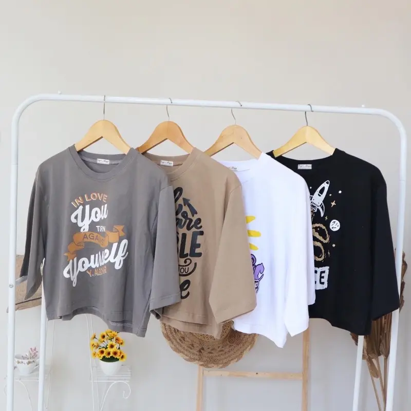 OLIVE CROP TOP T-SHIRT COTTON COMBED Baju Atasan  Kaos  Wanita 6