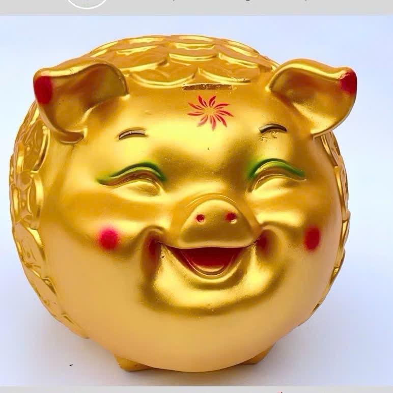 Heo Đất Lợn Đất Tiết Kiệm Nhím Đồng Tiền Vàng Cỡ Vừa Siêu Đẹp 0
