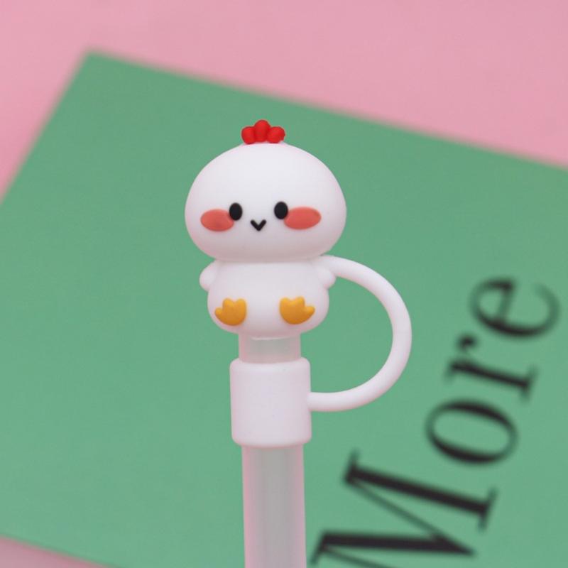 Phụ Kiện Cốc Uống Nước, Topper Ống Hút Hình Động Vật 10Mm, Nắp Ống Hút Silicon Chống Bụi, Đầu Ống Hút Tái Sử Dụng 3D, Thích Hợp Để Uống 0