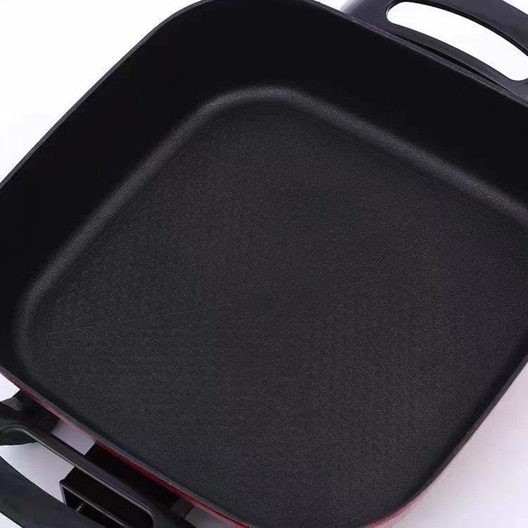 Product Introduction of Multifunctional Square Pot Household Electric Hot Pot Korean Style Large Capacity Smoke-Free Electric Cooking Pot Non-Stick 5L Electric Frying Pan 12