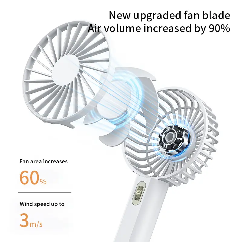 AVVIC DQ238 Kipas Angin Mini High Speed Handheld Fan Portable Rechargeable with Phone Stand Green White 3