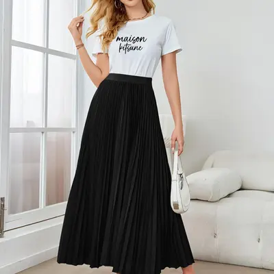 Selected Long Pleated Skirt with Sneakers TikTok Shop