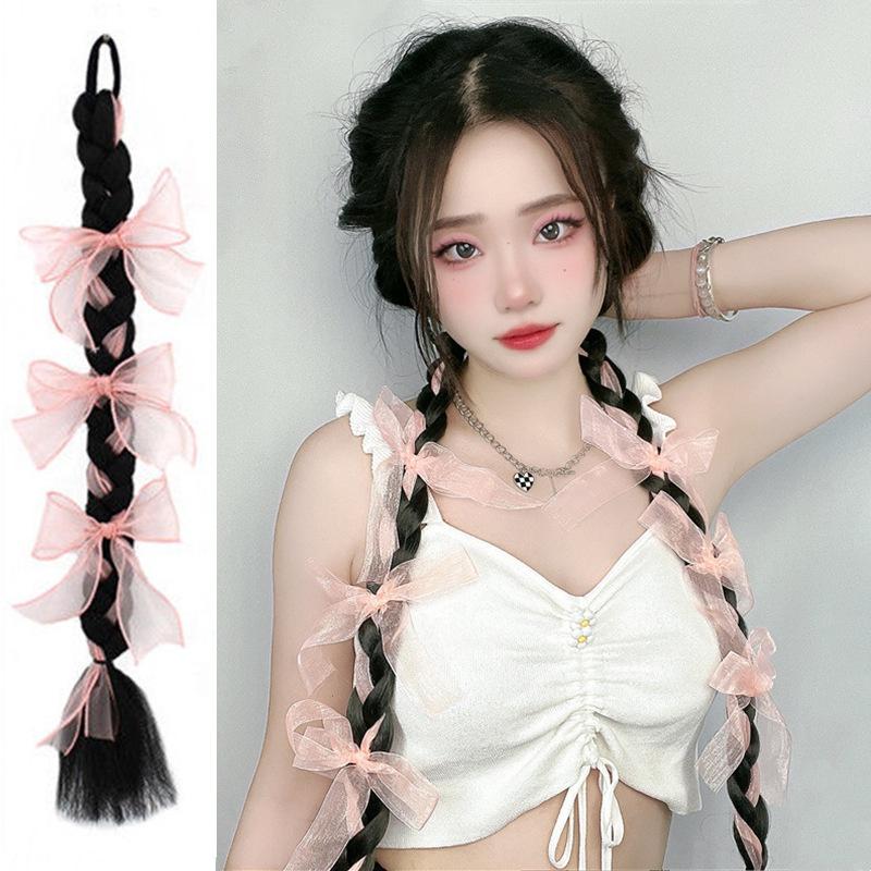 Product Introduction of วิกผมล่าสุด มีโบว์ริบบิ้นลูกไม้ วิกผมหางม้าคู่ผ้าไหมอุณหภูมิสูง สำหรับผู้หญิงและเด็กผู้หญิง ยาว 60 ซม. 1 ชิ้น 16