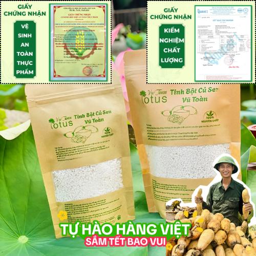 [200gr/500gr] Tinh Bột Củ Sen Nguyên Chất Vũ Toàn, Củ Sen Tươi Nhà Trồng - Tinh bột được làm hoàn toàn từ Củ Sen tươi trồng tại vườn - Ăn sáng, Ăn khuya nhẹ bụng. Gói 200gr tinh  bột củ sen