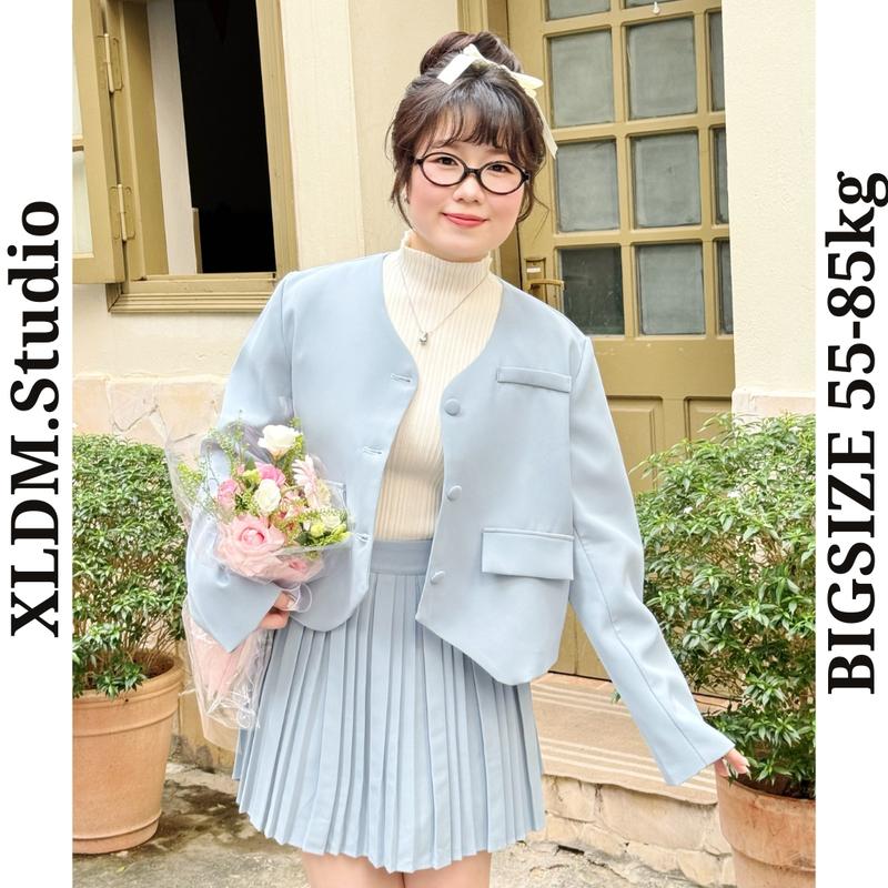 [ Có 2 màu XANH và ĐEN ] Set váy nữ áo blazer dài chân váy xếp ly kèm quần bảo hộ (Marine set)