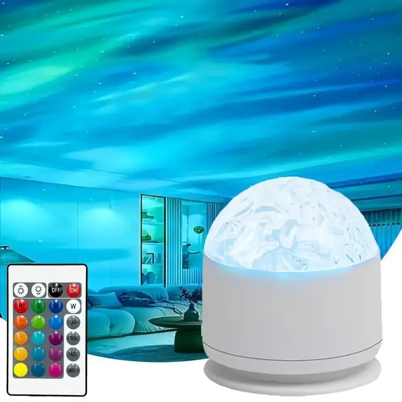 Water Ripple & Aurora Projector Light, 1 Count LED Starry Night Light with Remote Control, Decorative Light for Bedroom, Living Room, Party, Birthday, Audio 3