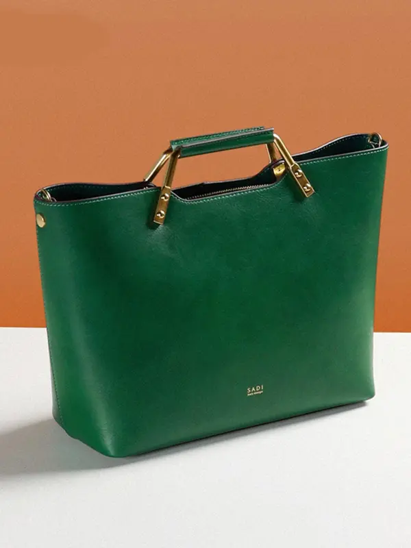 Women's Solid Cowhide Bag, Leather Satchel,  Ladies Purse, Fashionable Purse, Magnetic Closure Handbag for Daily Used, Casual Trendy Versatile High-quality Daily Commuting Bag 8
