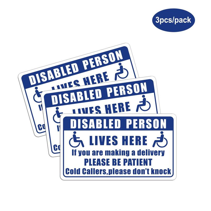 Disabled Person Themed Remind Door Sticker, 3pcs/set Creative Warm Remind Door Sticker, Home Accessories Warning Notice Vinyl Door Sticker for Daily Use 1