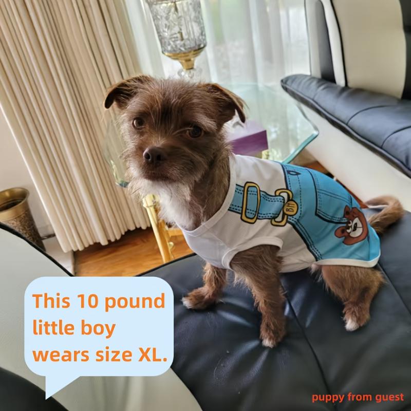 Pet Dogs and Cats Spring and Summer Thin Mesh Cartoon Printed Vests for Small and Medium-sized Dogs Breathable Clothes 3
