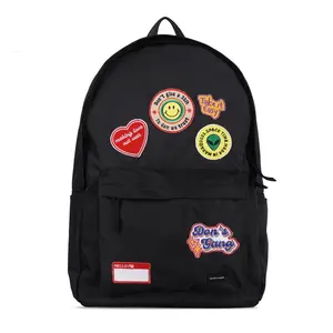 The Don's House SALVADOR BLACK - Tas Ransel Kerja / Sekolah Motif Patch Bordir Bahan Nilon Pria Wanita Backpack Kanvas