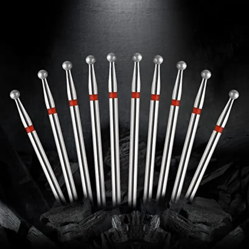 Professional Nail Drill Bits For Pedicure, 10 Pc Grade Corn Layer Nail Drill Bits In Red Round Case Manicure Cutics