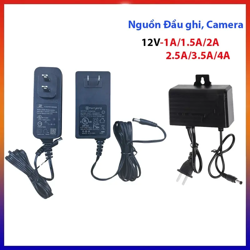 Nguồn Camera 12V-4A/3.5A/2.5A/2A/1.5A/1A - Phù Hợp Camera Yoosee Ngoài Trời, Các Thiết Bị Khác