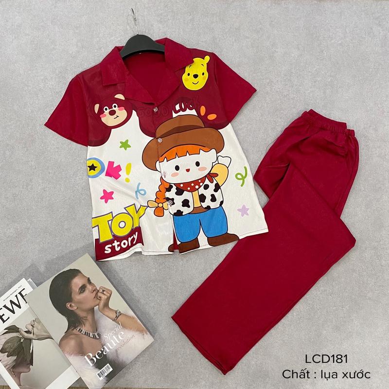 Set bộ ngủ mặc nhà lụa xước nữ cộc dài có sz 40-65kg đồ macnha Women pizamanu pijama ladder Voi Thun 1