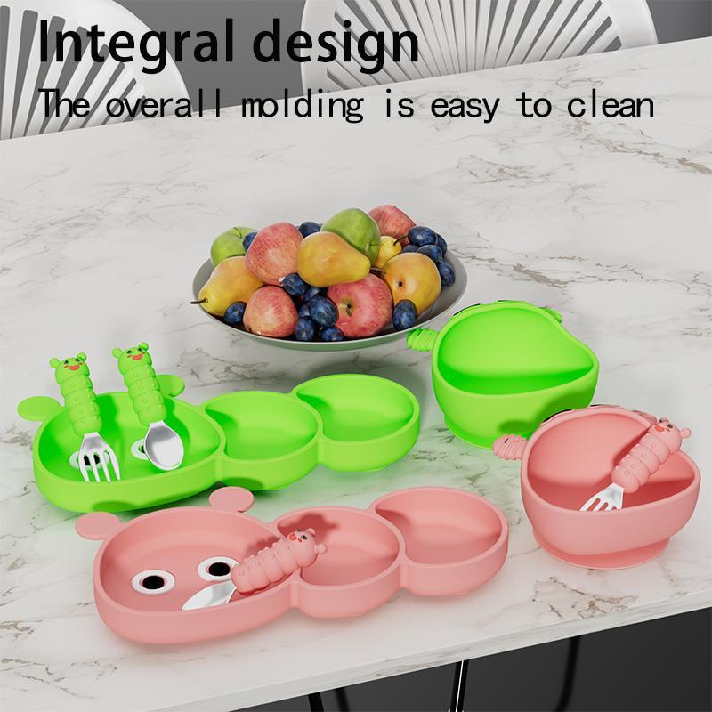 Cute Cartoon Design Silicone Suction Bowl, Baby Feeding Training Bowl, Suction Cup Feeding Training Bowl for Baby Boys and Girls 8