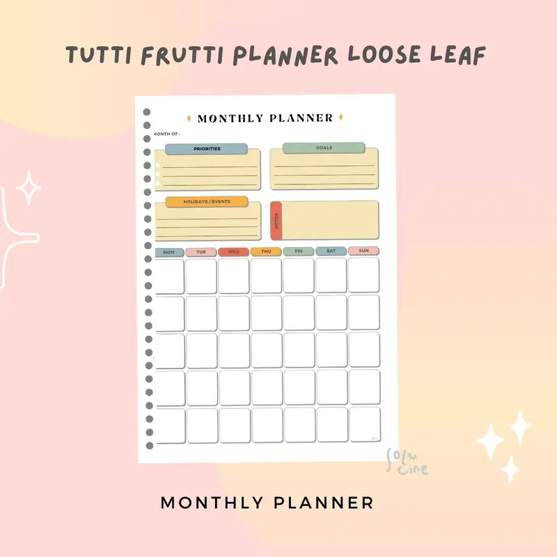 Loose Leaf / Isi Binder Monthly Planner (B5/A5) (12 Lembar) 8