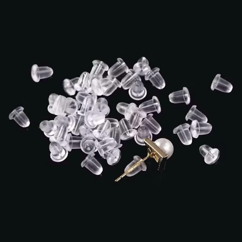 Chốt nhựa bông tai đính nút cao su silicon 4mm nút bịt khuyên tai 9