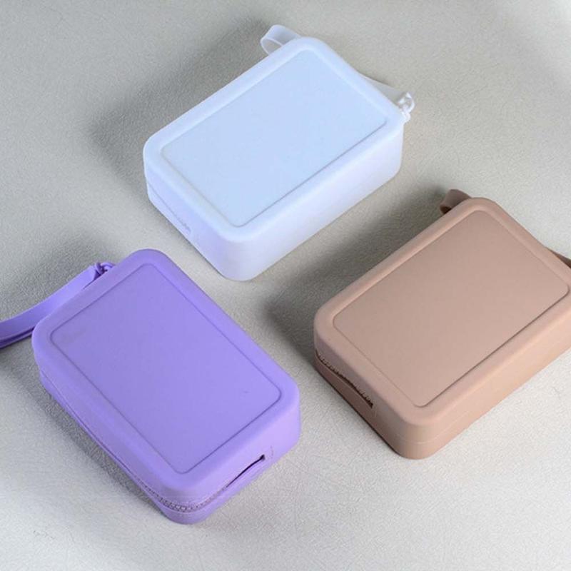 Product Introduction of Creative Morandi Color Silicone Cosmetic Bag Coin Purse Rectangle Multifunction Storage Bag Makeup Brush Holder Large Capacity Small Item Bag Women 12