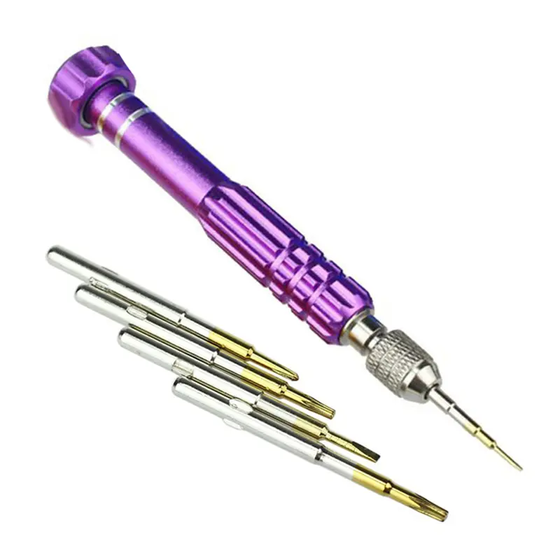 Tuốc nơ vít thép từ tính 5 trong 1, bit, dụng cụ sửa chữa cầm tay cho iPhone , đồng hồ, điện thoại 6