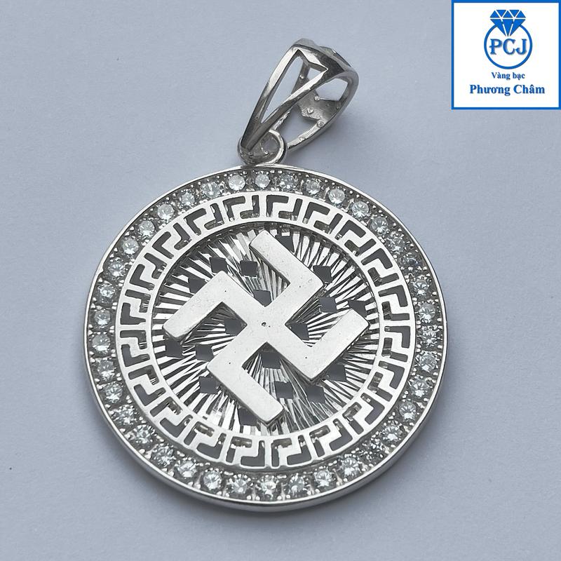 Mặt dây chuyền bạc nam. Mặt chữ vạn. Mặt dây chuyền thời trang. Chất liệu bạc ta S950. PCJ Trang Sức Vòng Cổ Jewelry Chain lv