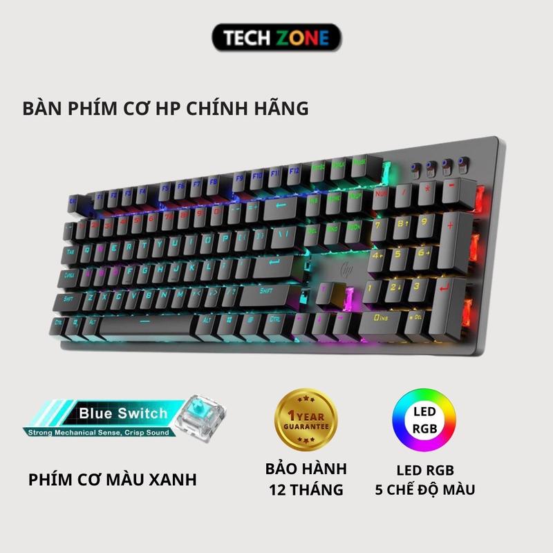 Bàn phím cơ HP K100 Blue switch - LED RGB nhiều chế độ 104 phím, chuyên dùng cho game thủ